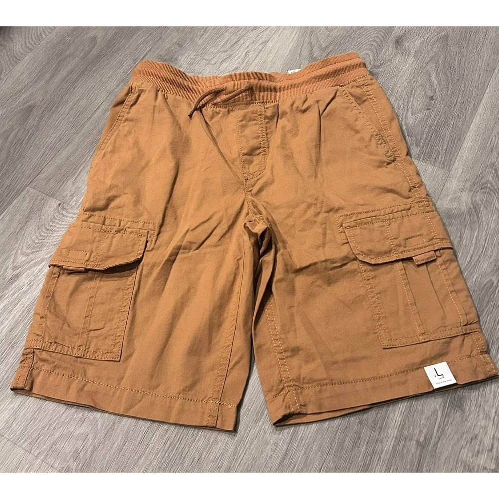 Sonoma Cargo Shorts Kids Size L 14/16 Brown NEW Pull-On Rib Waist ES31X411RS